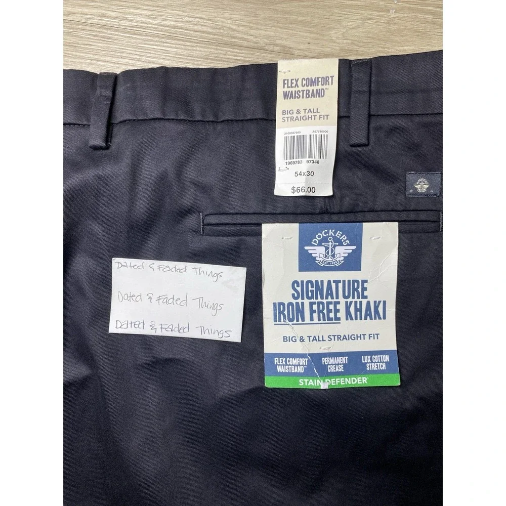 Dockers Mens Signature Iron Free Khaki Big & Tall Classic Fit Pants Black‎ 54x30